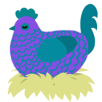 A blurple and sea chicken with a lace pattern