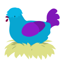 A cerulean and violet chicken
