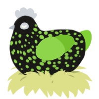 A sable and grass chicken with a speckle pattern