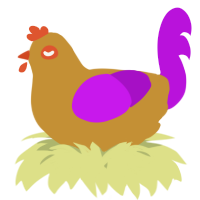 A gold and amethyst chicken