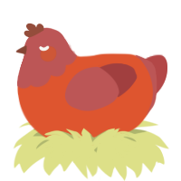 A vermilion and red chicken with a head pattern