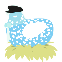A sky and mist chicken with a speckle pattern