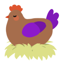 A brown and violet chicken