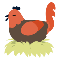 A bark and vermilion chicken with a head pattern
