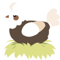 Smore, a bark and cream chicken with a head pattern