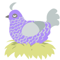 A lilac and silver chicken with a lace pattern