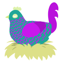 A turquoise and amethyst chicken with a lace pattern