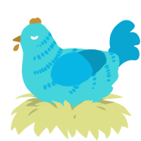 A aqua and cerulean chicken with a half-bar pattern