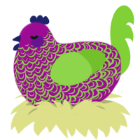 A plum and grass chicken with a double-lace pattern
