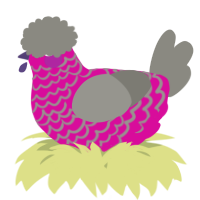 A fuchsia and ash chicken with a lace pattern
