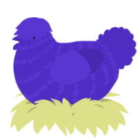 A indigo chicken with a bar pattern