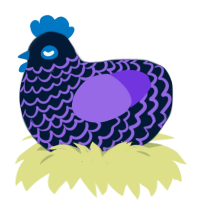 Urple, a tumblr and blurple chicken with a lace pattern