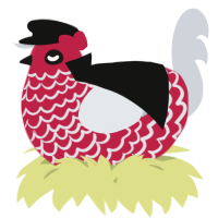 A crimson and mist chicken with a lace pattern