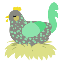 A ash and spring chicken with a speckle pattern