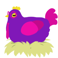 A violet and fuchsia chicken