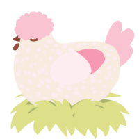 A cream and rose chicken with a speckle pattern