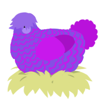 A blurple and amethyst chicken with a lace pattern