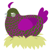X o x o, a olive and plum chicken with a lace pattern