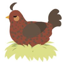 A russet and bark chicken with a speckle pattern