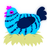 A sky and tumblr chicken with a bar pattern