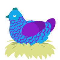 A sky and violet chicken with a lace pattern