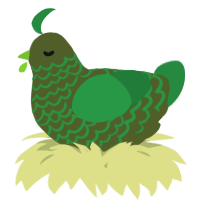 A olive and viridian chicken with a lace pattern