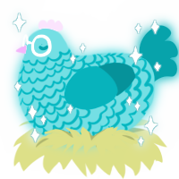 Neptune, a aqua and teal chicken with a lace pattern
