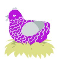A amethyst and silver chicken with a lace pattern