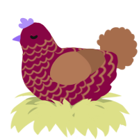 A maroon and brown chicken with a lace pattern