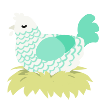 Mount Mint, a white and mint chicken with a lace pattern