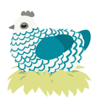 A white and sea chicken with a lace pattern