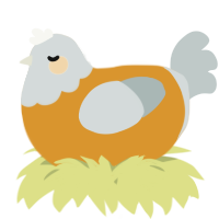 A orange and silver chicken with a head pattern