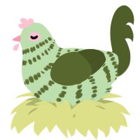 A gluppy and olive chicken with a bar pattern