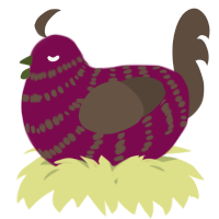 A wine and bark chicken with a bar pattern