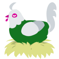 A leaf and mist chicken with a head pattern