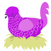 A amethyst and orchid chicken with a lace pattern