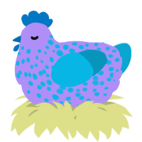 A lilac and cerulean chicken with a speckle pattern