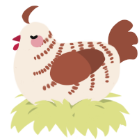 A cream and russet chicken with a half-bar pattern