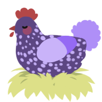 A overcast and lilac chicken with a speckle pattern