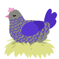 A ash and indigo chicken with a lace pattern
