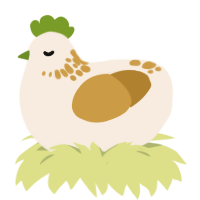 A cream and gold chicken with a neck-speckle pattern