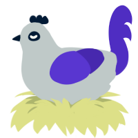 A silver and indigo chicken
