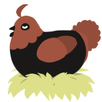 A sable and russet chicken with a head pattern