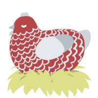 A red and mist chicken with a lace pattern