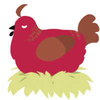 A crimson and russet chicken with a neck-band pattern