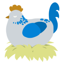 A mist and sapphire chicken with a neck-speckle pattern