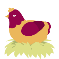 A honey and maroon chicken with a head pattern