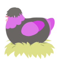 A grey and orchid chicken with a head pattern