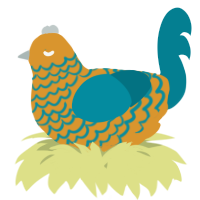 A orange and sea chicken with a lace pattern