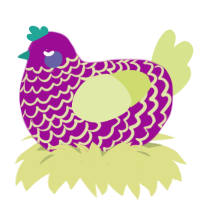 Sprinkle, a plum and lemon chicken with a lace pattern